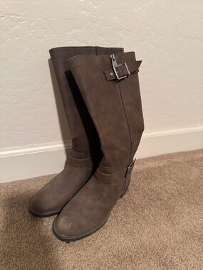 Kelly & Katie Brown Over-the-Knee Buckle Boots